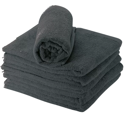Serviette éponge 100% coton noire x6 50x90cm